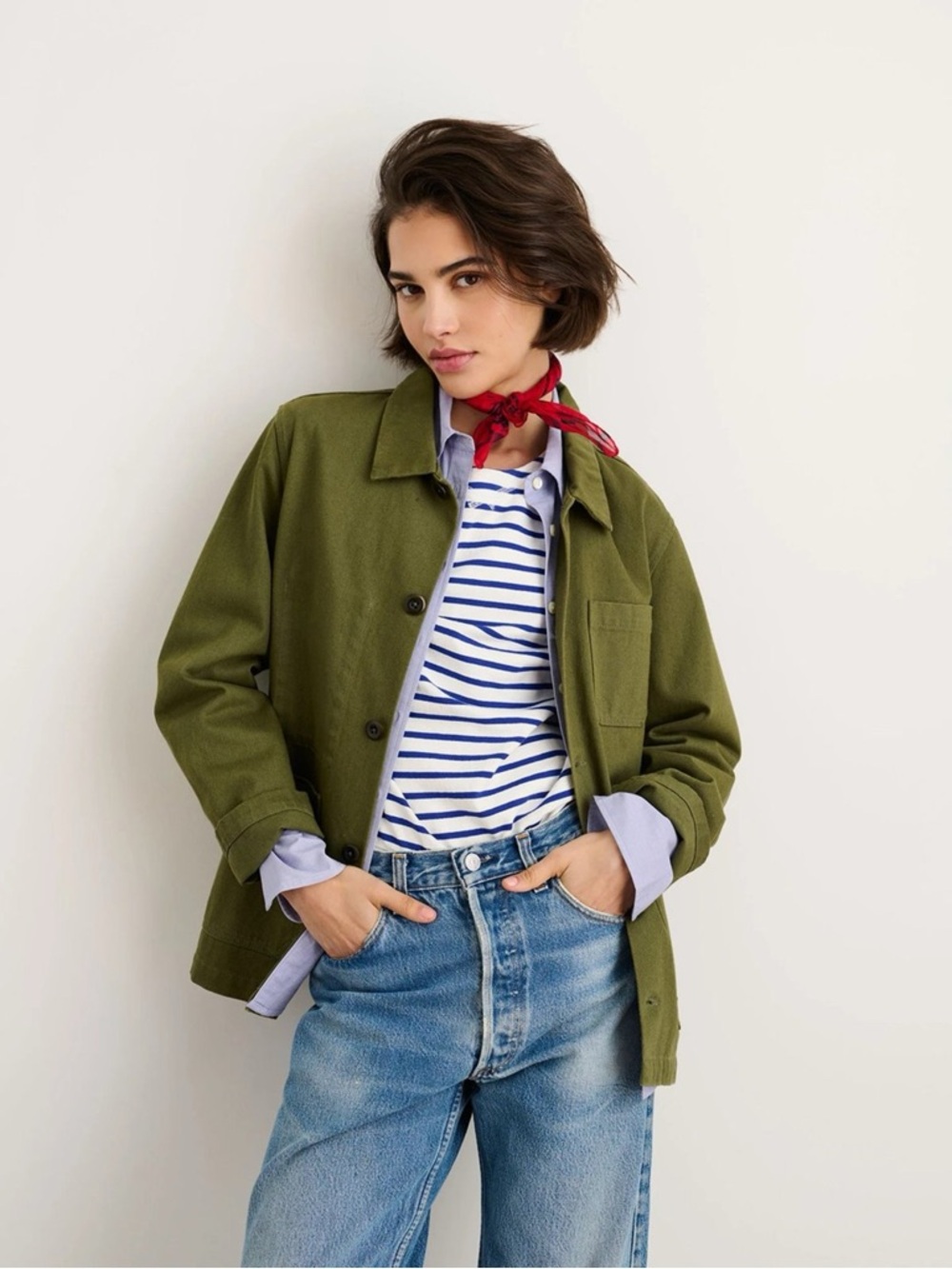 Alex Mill Women’s Britt Work Jacket in Recycled Denim Army Olive XS